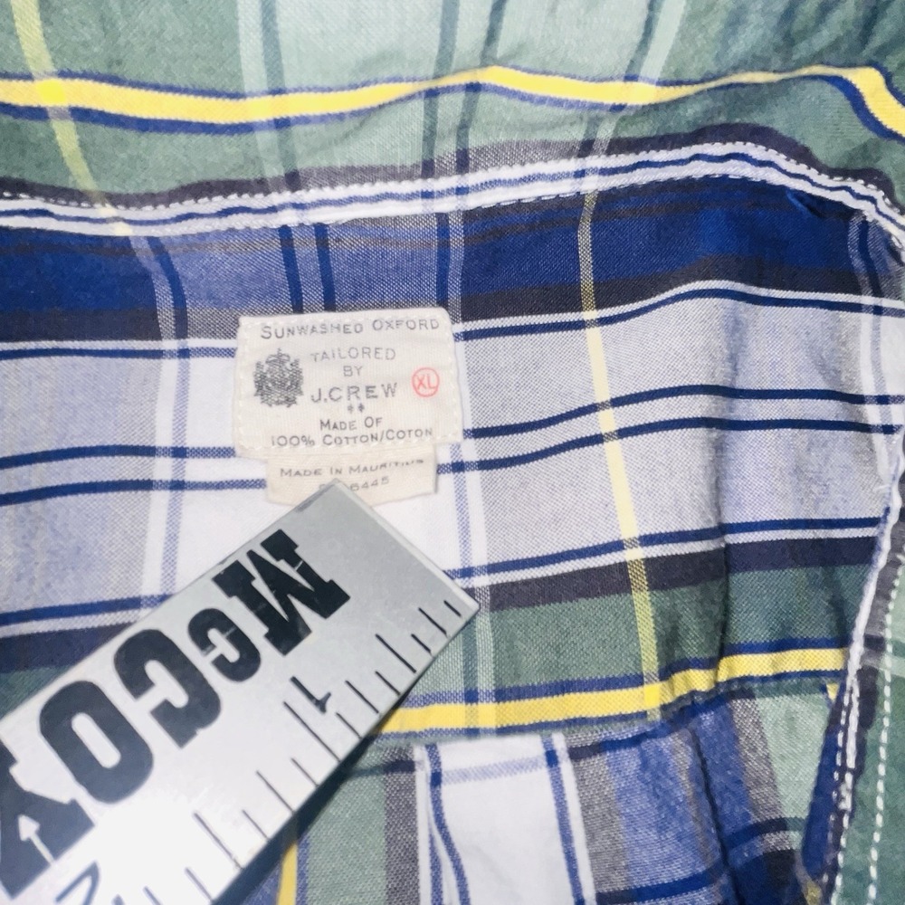 Men's XL J.Crew Sunwashed Oxford Long Sleeve Button Up Plaid Shirt 100% Cotton - Picture 3 of 10